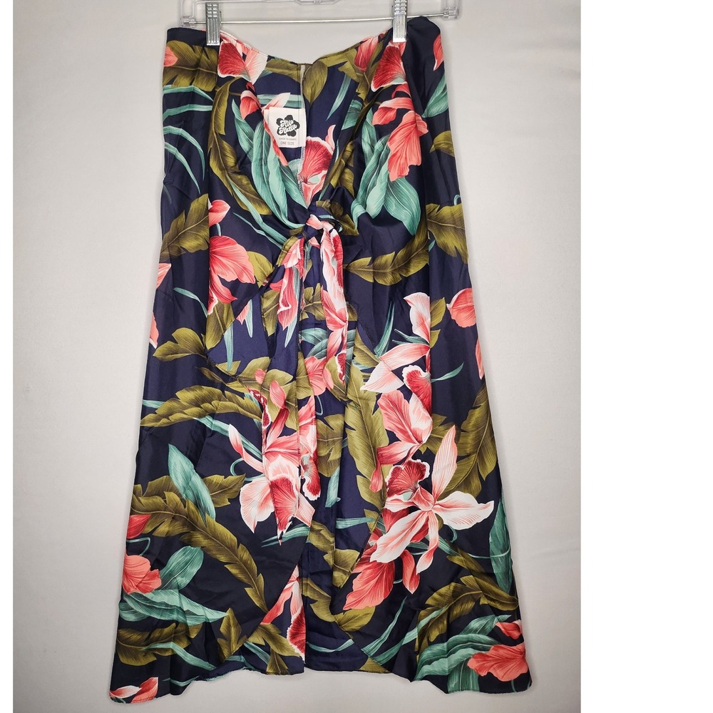 Hilo Hattie Tropical Sarong Swimsuit Cover‎ Up Wrap One Size Floral Blue